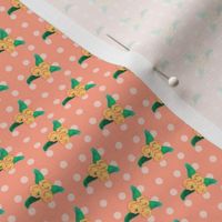 17-12J Peach Floral Watercolor Polka Dot || Coral orange yellow green 