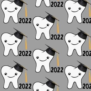 Dental Grad on Gray / Tooth w/ Cap - Date can be changed, just message me -Yellow/Grey  