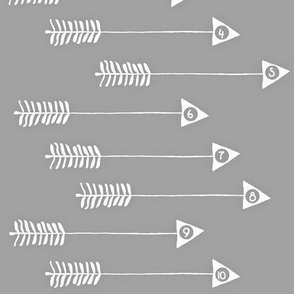 10 Little Arrows - white/grey -numbers 