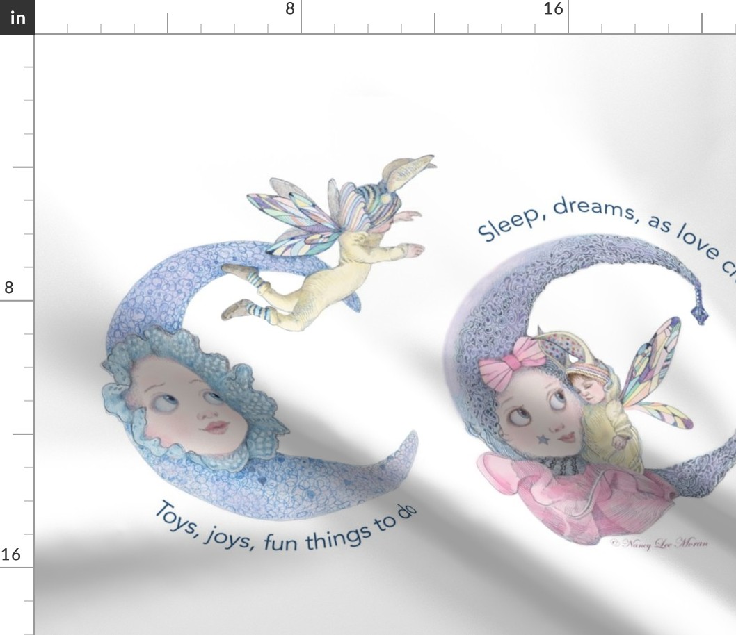 23x18-Inch Pillow-Size of Fairy Baby and Moons