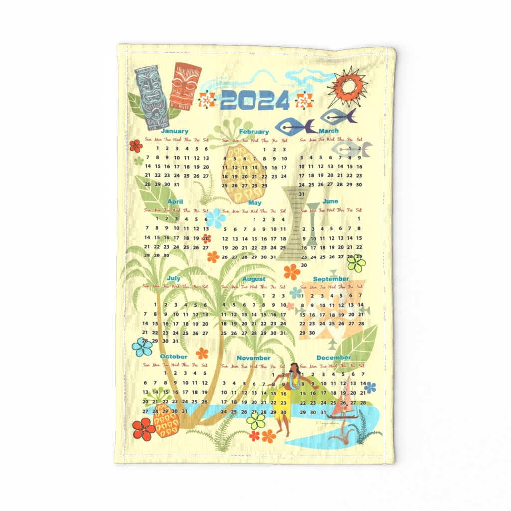 2024 Hawaiian Tea Towel Calendar