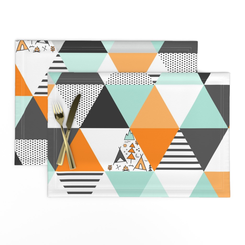 Adventure Triangle Wholecloth - Orange and Gray