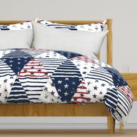 Stars and Stripes Triangle Wholecloth (Grunge Painted Vintage Distressed 4th of July, Red White and Blue, American Flag) 