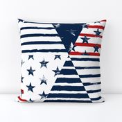 Stars and Stripes Triangle Wholecloth (Grunge Painted Vintage Distressed 4th of July, Red White and Blue, American Flag) 