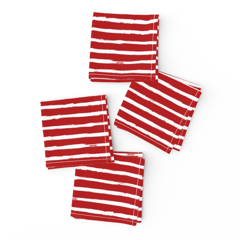 White Painted Stripes on Red (Grunge Vintage Distressed 4th of July American Flag Stripes)