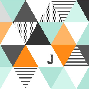 Letter J Initial Triangle Wholecloth