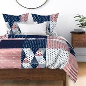 Stars and Stripes 18 in Pillow Covers or Lovey Set (Grunge Painted Distressed 4th of July, Red White and Blue, Patriotic Lovie)