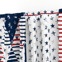 Stars and Stripes 18 in Pillow Covers or Lovey Set (Grunge Painted Distressed 4th of July, Red White and Blue, Patriotic Lovie)