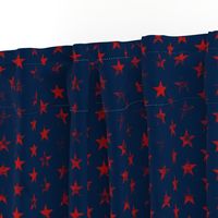 Distressed Red Stars on Navy Blue (Grunge Vintage 4th of July American Flag Stars)