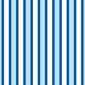 Seaside Summer Vertical Stripes  - Narrow Summer Seas Blue Ribbons with Snowy White and Baby Blue
