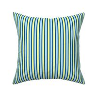 Cosy Kitchens Vertical Stripes  - Narrow Summer Seas Blue Ribbons with Baby Blue and Sunbeam Yellow