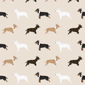 Bull Terrier variety coat colors dog breed fabric by pet friendly sand