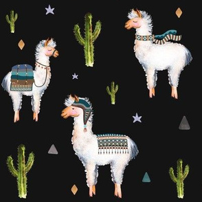 8" Boys Aztec Llama / Black