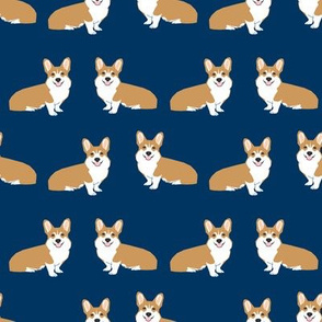 Corgi simple dog breed fabric corgis navy