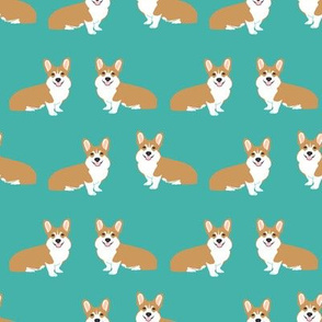 Corgi simple dog breed fabric corgis turquoise