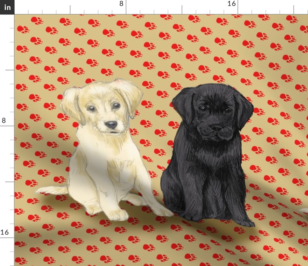 Custom Two Sitting Lab Puppies 18 inch