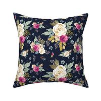 8" Western Autumn Mauve Flower - Navy