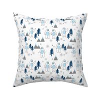 Yeti christmas winter snow fabric white and blue by andrea lauren