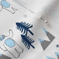 Yeti christmas winter snow fabric white and blue by andrea lauren