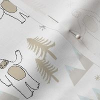 Yeti christmas winter snow fabric neutral by andrea lauren