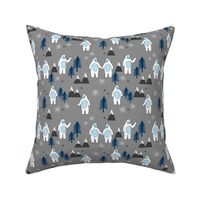 Yeti christmas winter snow fabric grey and blue by andrea lauren