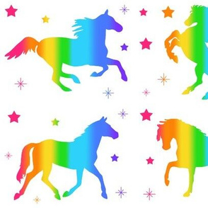 Rainbow Wild Horse Silhouette Glowing 