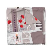 Flower skirt (poppy) with a box pleat in the front