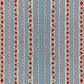 Blue_Striped_Strawberries_vintage_fabric_digitally_altered