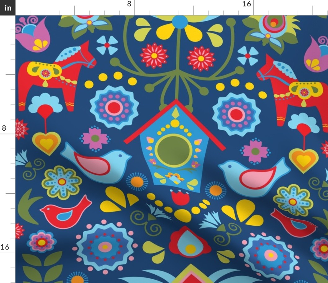 Swedish-Folk-Art-Garden Fabric