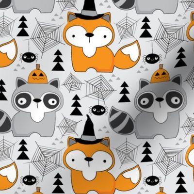 halloween foxes-and-raccoons-on-grey