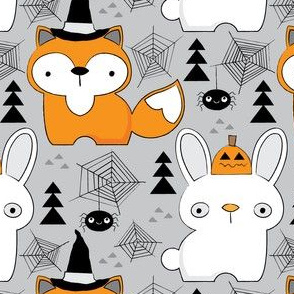 halloween foxes and bunnies