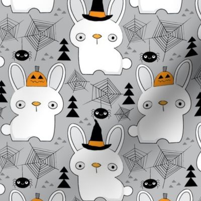 halloween bunnies on grey