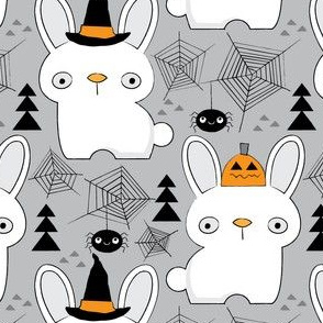 halloween bunnies on grey