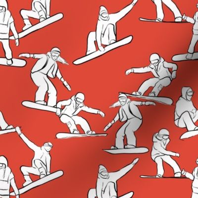 Snowboarders on Red