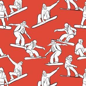 Snowboarders on Red