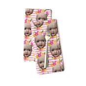 Baby girl doll head || Painted flower floral pink yellow green stripe modern _ Miss Chiff Designs