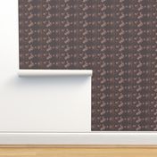 3x8-Inch Repeat of Hand-drawn Toile on Eggplant Brown Background