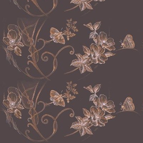 Hand-drawn Toile in Eggplant Brown