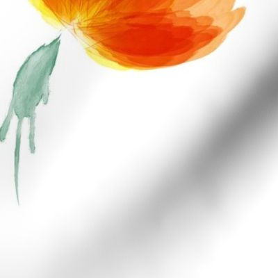Flying flowers in orange watercolor