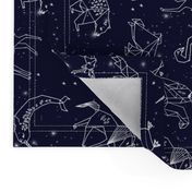 constellations // origami geometric animal astronomy stars night sky navy blue kids nursery baby print