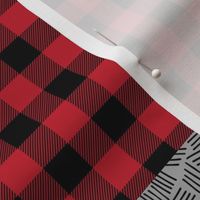 Woodland Cheater Quilt - Bear + Moose Adventure Patchwork Baby Blanket, Black Red & Soft Gray Design Ginger Lous