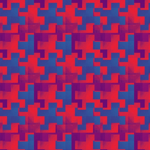 Puzzle Pieces Blue Red Purple Upholstery Fabric