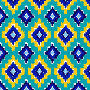 Boho Ikat in Blue & Yellow