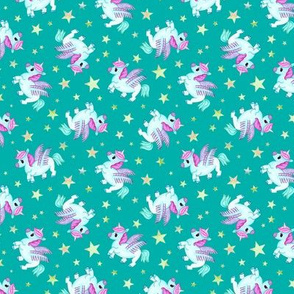 Magical Unicorns on Teal