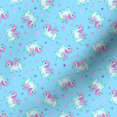 Magical Unicorns on Light Blue