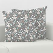 Gray Fox - Sleepy Foxes (steel grey) Baby Boy Nursery Woodland Animals Kids Childrens Bedding S2