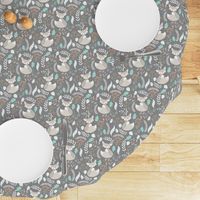 Gray Fox - Sleepy Foxes (steel grey) Baby Boy Nursery Woodland Animals Kids Childrens Bedding S2