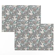 Gray Fox - Sleepy Foxes (steel grey) Baby Boy Nursery Woodland Animals Kids Childrens Bedding S2