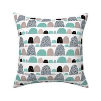 Abstract landscape Scandinavian mountains abstract trend print blue 