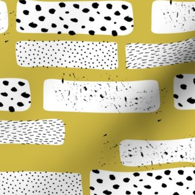 Strips and spots abstract dots Scandinavian art texture gender neutral mustard